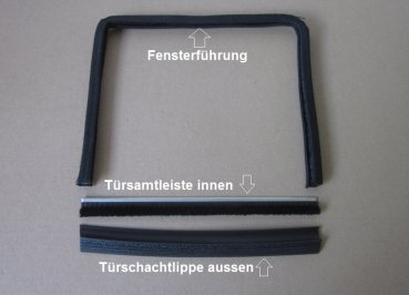 Fensterführung + Schachtleiste + Gummilippe Opel Kadett B 4/5-türer 1.1, 1.1S +SR, 1.2S, 1.5, 1.7