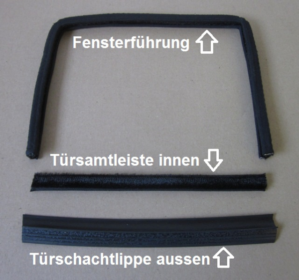 Fensterführung + Schachtleiste + Gummilippe Opel Rekord P1 4/5-türer 1200, 1500, 1700