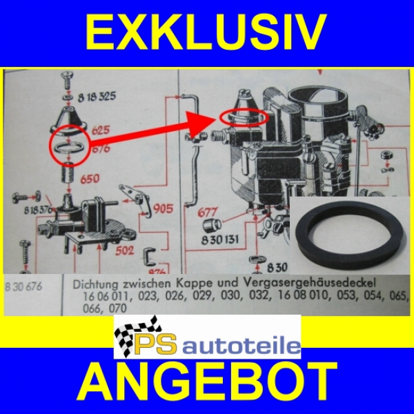 Vergaserdeckeldichtring Carter Vergaser Opel Rekord P1 OHV + CIH Motor 1.5 / 1.7